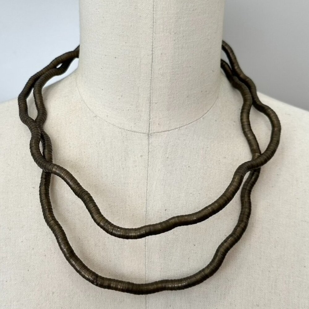 Long Vintage Bendable Metal Snake Necklace Bold Statement - Layering Art boho